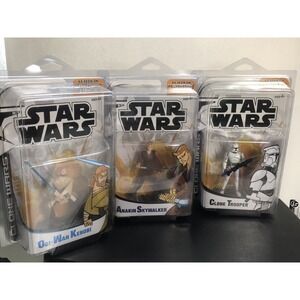 3 Star Wars Clone Wars Hasbro Sealed Figure Set Anakin Obi-Wan Clone Trooper HTF